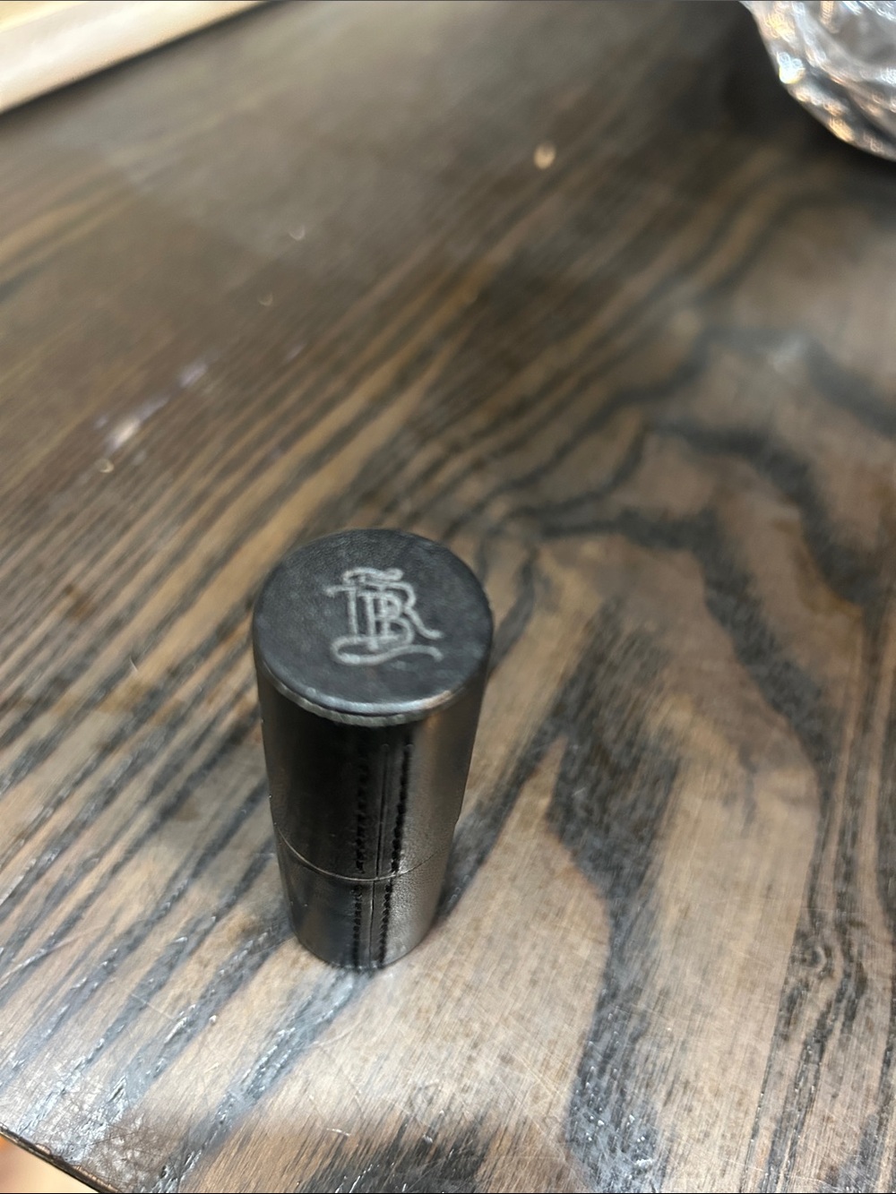 Luxury Black Lipstick Tube with Monogram Detail